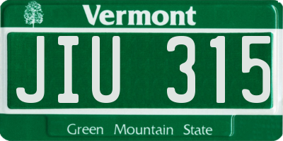 VT license plate JIU315