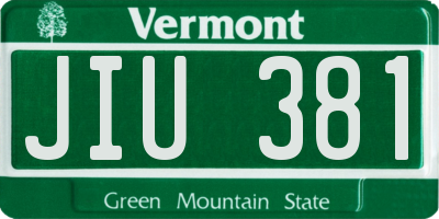 VT license plate JIU381