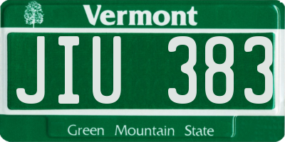 VT license plate JIU383