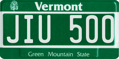 VT license plate JIU500