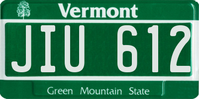 VT license plate JIU612