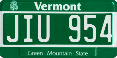 VT license plate JIU954