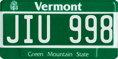 VT license plate JIU998