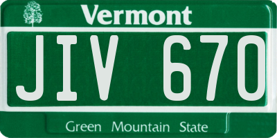 VT license plate JIV670