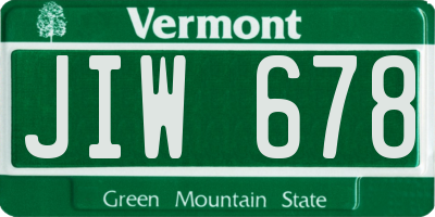 VT license plate JIW678