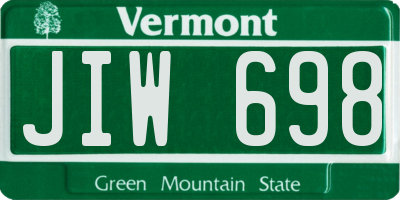 VT license plate JIW698