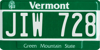 VT license plate JIW728