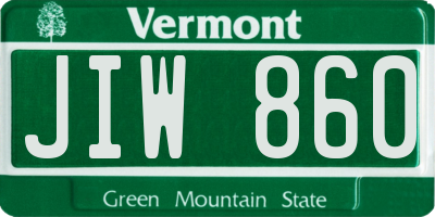 VT license plate JIW860