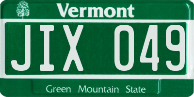 VT license plate JIX049