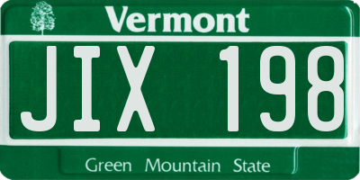 VT license plate JIX198