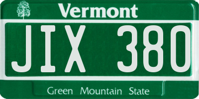 VT license plate JIX380