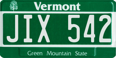 VT license plate JIX542