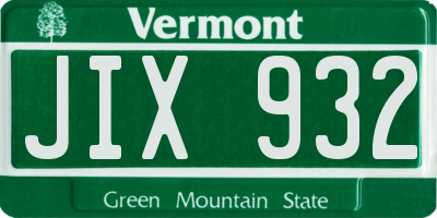 VT license plate JIX932