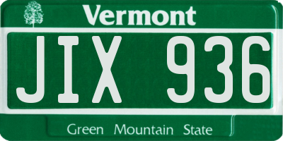 VT license plate JIX936