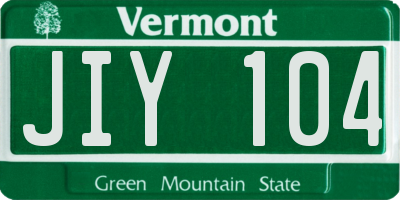 VT license plate JIY104