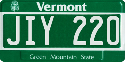 VT license plate JIY220