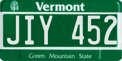 VT license plate JIY452
