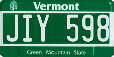 VT license plate JIY598