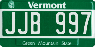 VT license plate JJB997