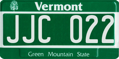 VT license plate JJC022