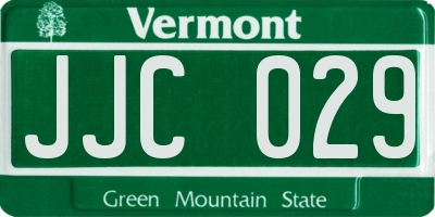 VT license plate JJC029