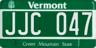 VT license plate JJC047