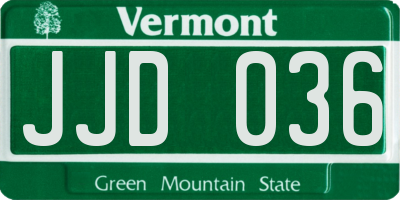 VT license plate JJD036