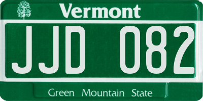 VT license plate JJD082
