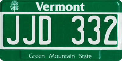 VT license plate JJD332