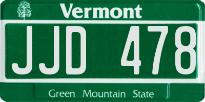 VT license plate JJD478