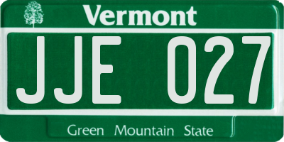 VT license plate JJE027