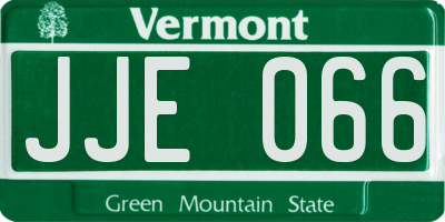 VT license plate JJE066