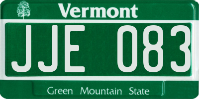 VT license plate JJE083