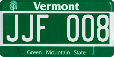 VT license plate JJF008