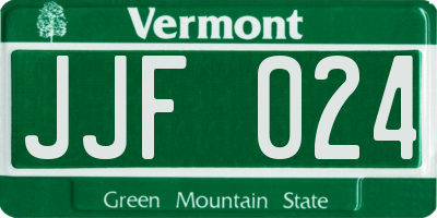 VT license plate JJF024