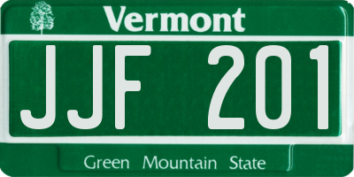 VT license plate JJF201