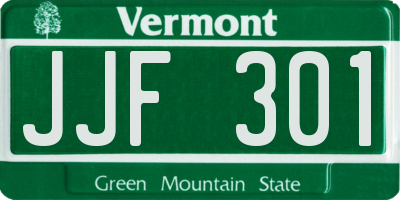 VT license plate JJF301