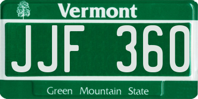 VT license plate JJF360