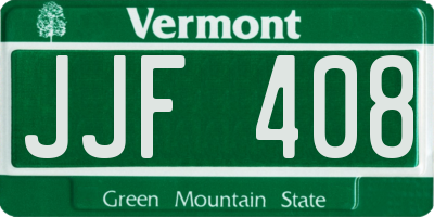 VT license plate JJF408