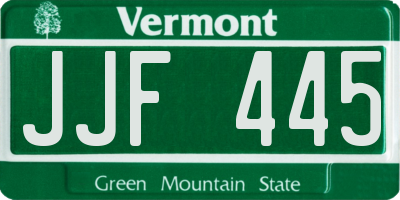 VT license plate JJF445