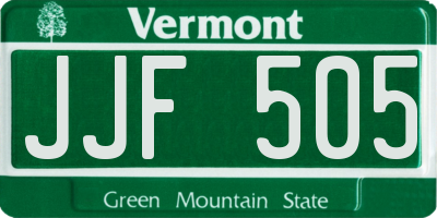 VT license plate JJF505