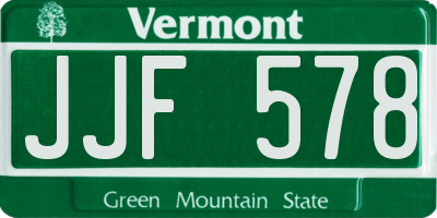 VT license plate JJF578