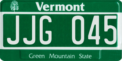 VT license plate JJG045