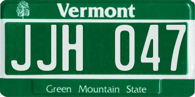 VT license plate JJH047