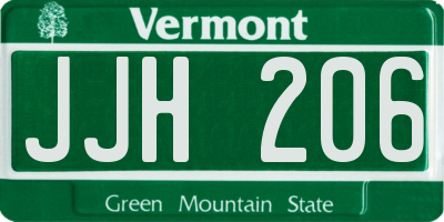VT license plate JJH206