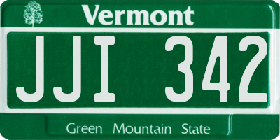 VT license plate JJI342