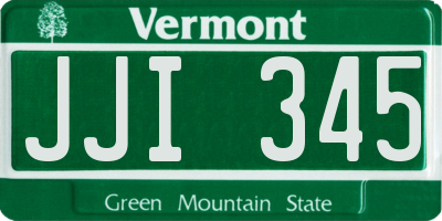 VT license plate JJI345