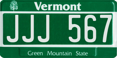 VT license plate JJJ567