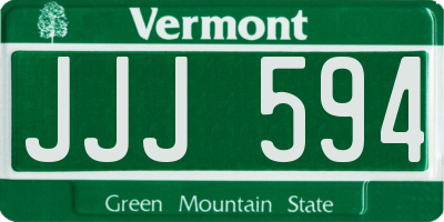 VT license plate JJJ594