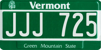 VT license plate JJJ725
